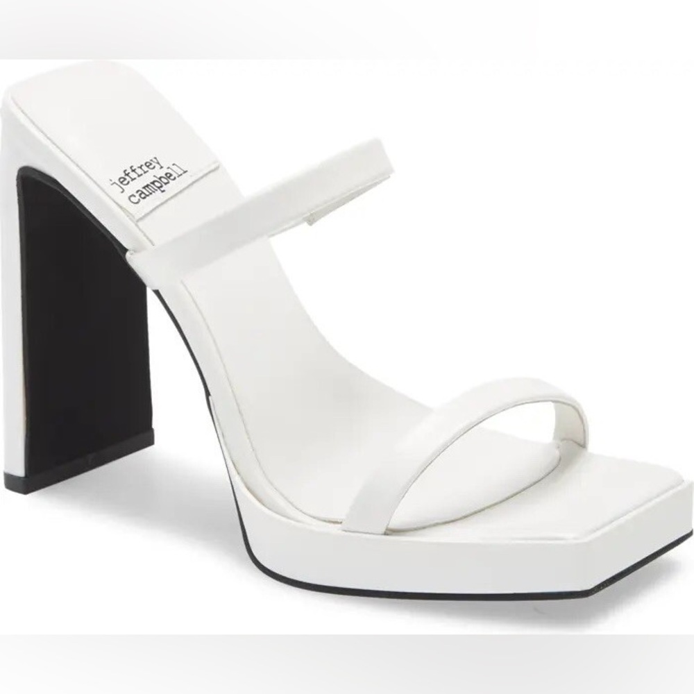 NEW Jeffrey Campbell Hustler Platform Sandal Heel in White Patent
